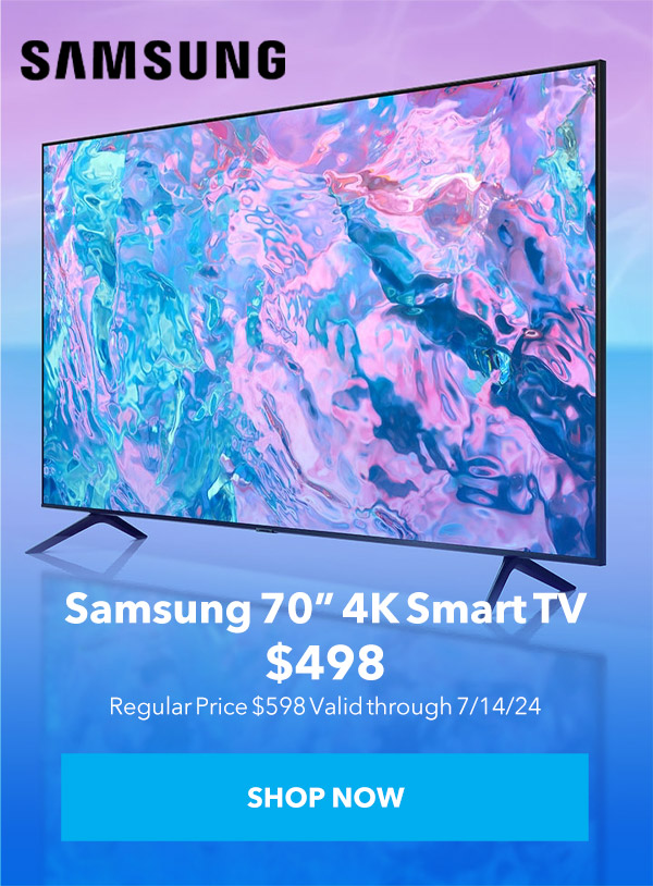 Samsung CU7000 TV LED 4K Smart 70-Inch in Titan Gray $498 SHOP NOW