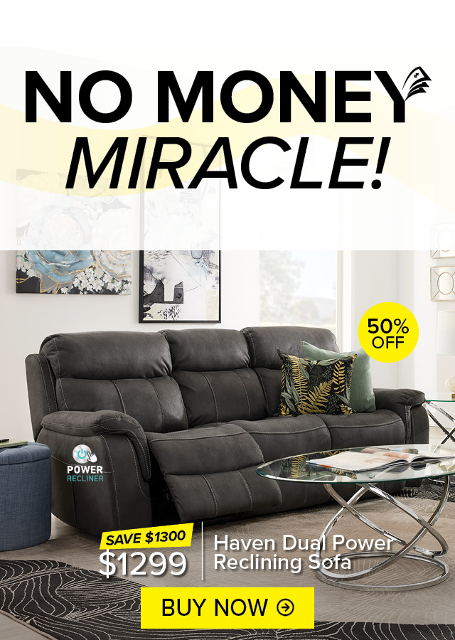 Save $1300 on the Haven Dual Power Reclining Sofa