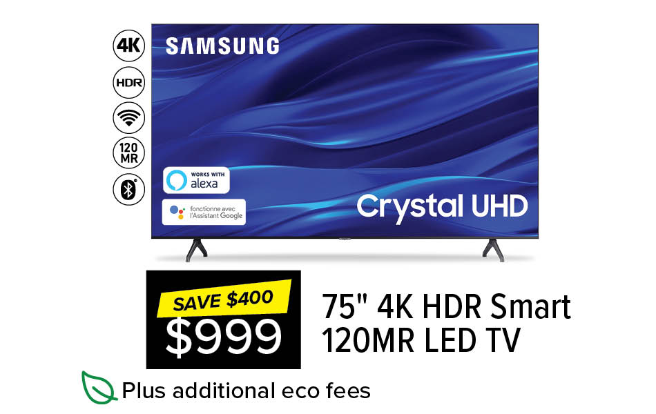 Samsung 75" Crystal UHD 4K Smart TV