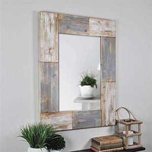 Farmhouse Aged-Plank Wooden Wall Mirror