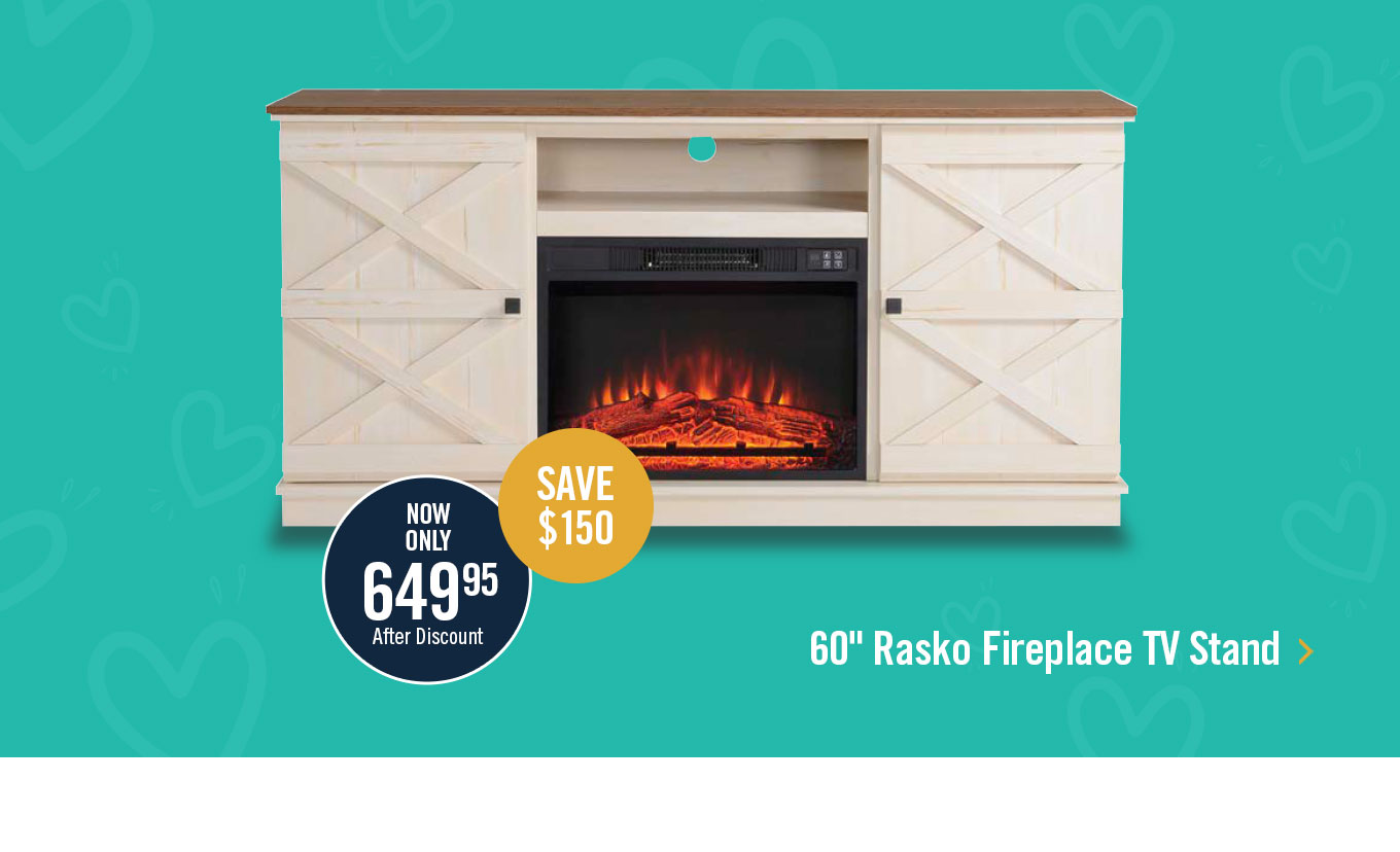 Rasko 60 TV Stand with Log Fireplace
