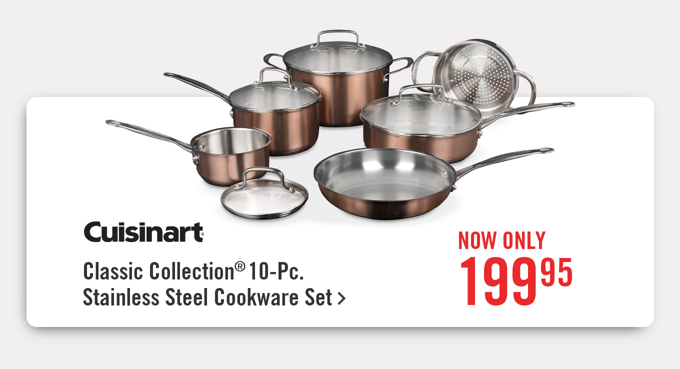 Classic Collection 10 piece stainless steel cookware set.