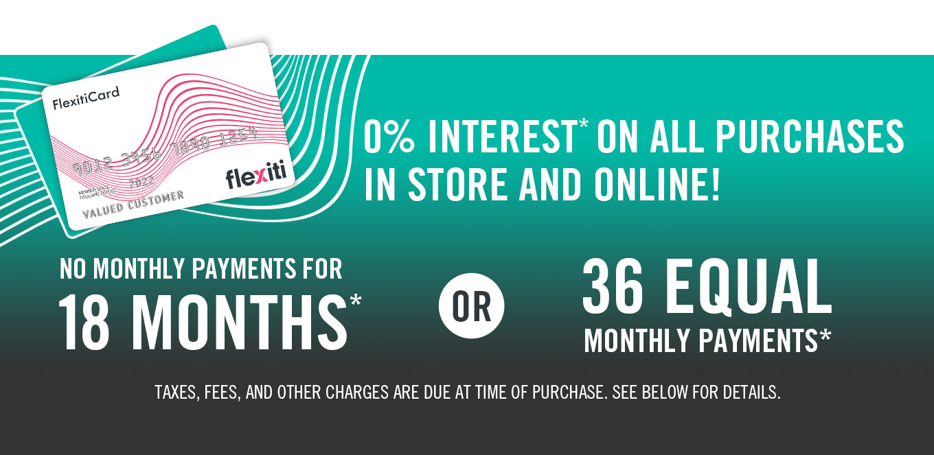 0% interest in all purchases in store and online.
