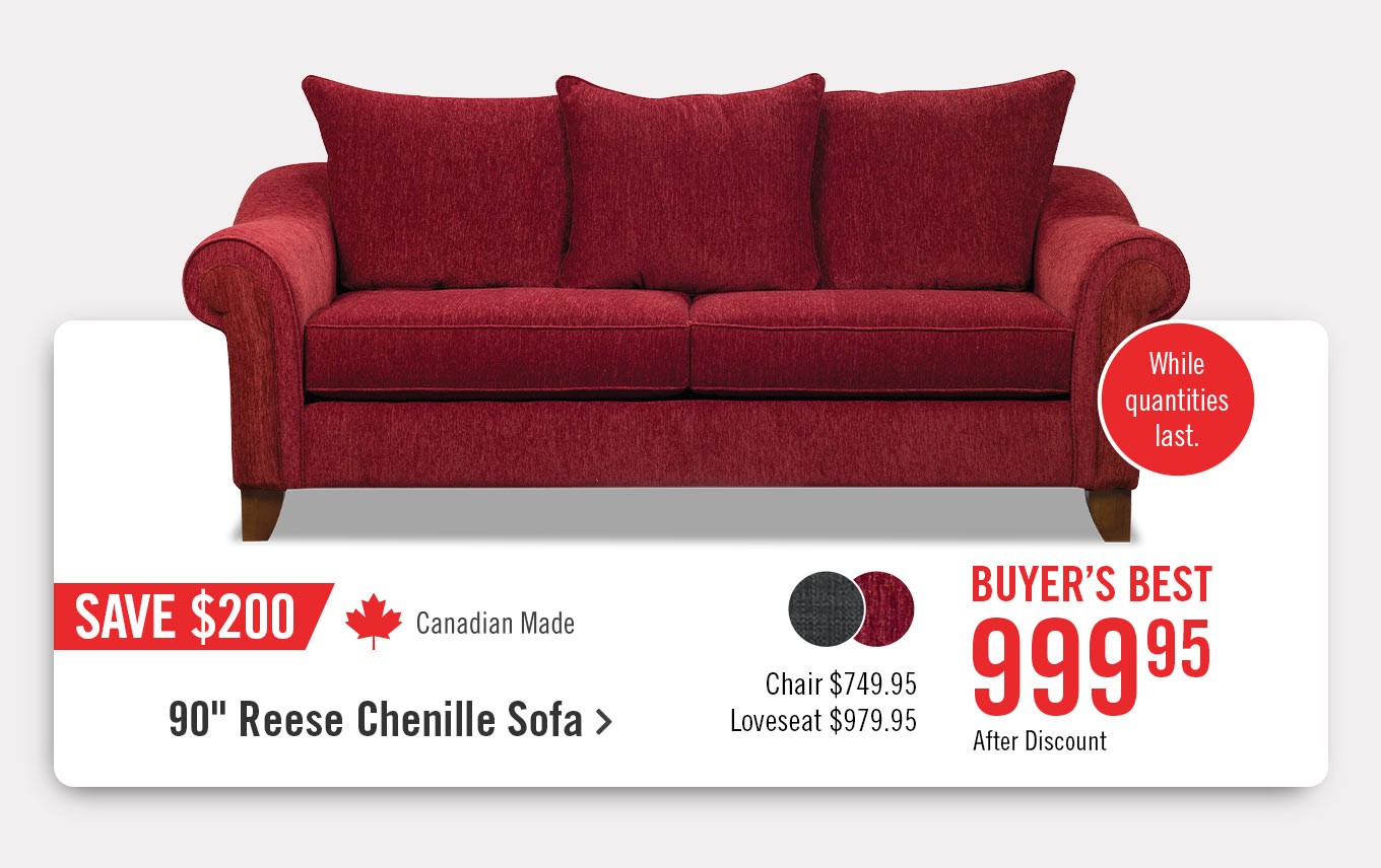 90 inch Reese Chenille Sofa.