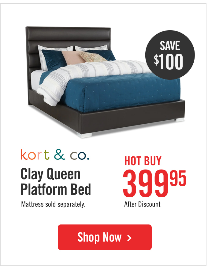 Clay queen platform bed.