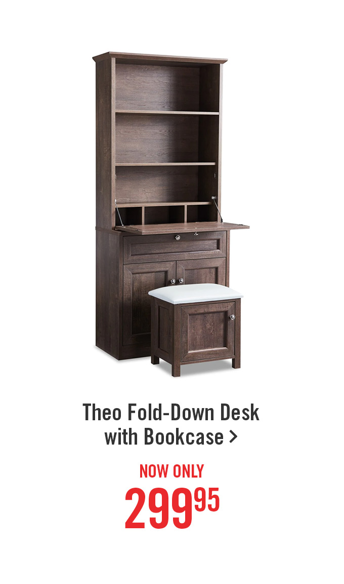 Theo Fold-Down Desk with Bookcase