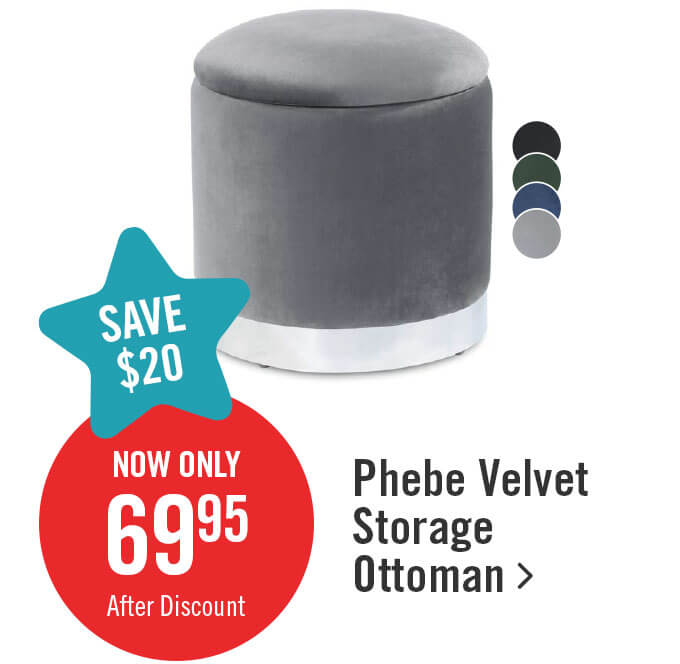 Phebe Velvet Storage Ottoman .