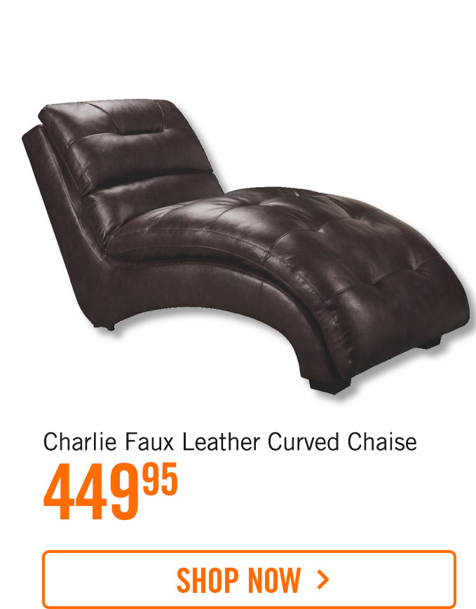 Charlie Faux Leather Curved Chaise