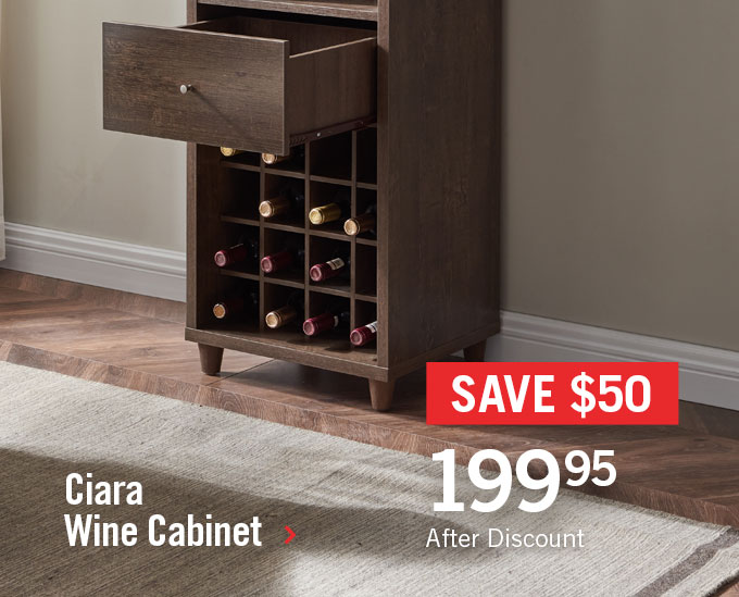 Ciara Wine Cabinet - Walnut Oak