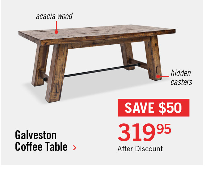 Galveston Coffee Table with Hidden Casters