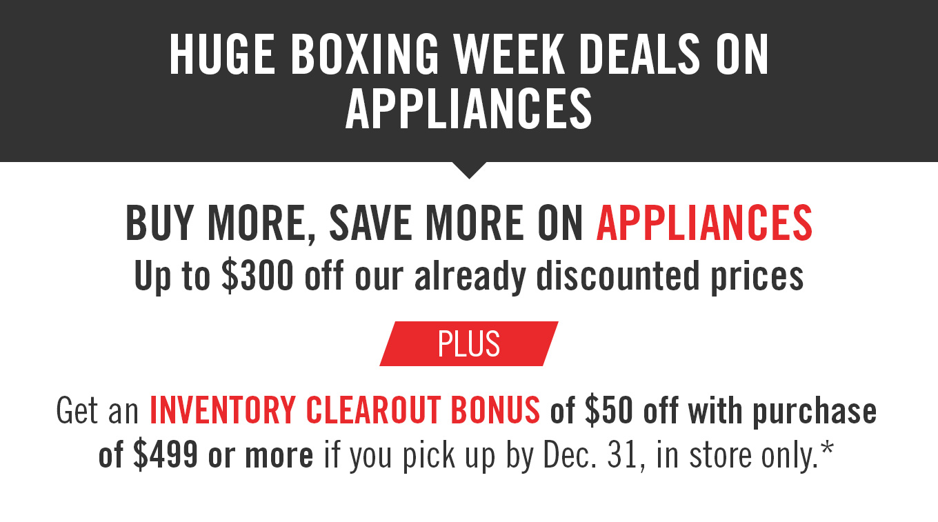 Huge Boxing Week deals on appliances.