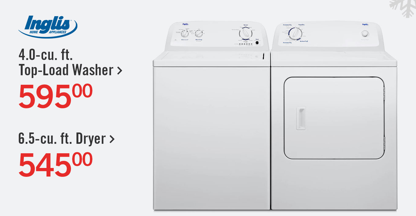 Inglis 4.0 Cu. Ft. Top-Load Washer and 6.5 Cu. Ft. Electric Dryer - White