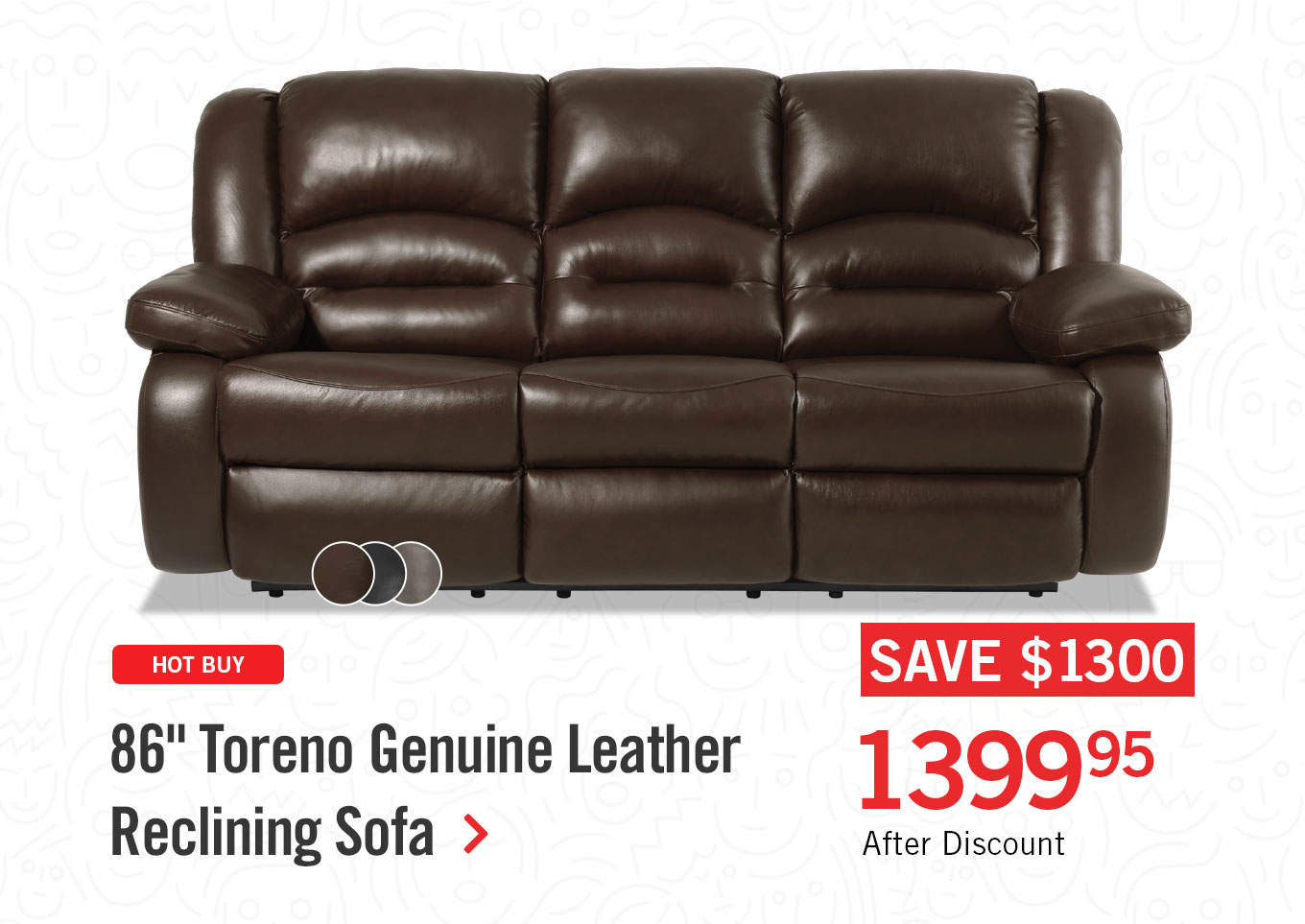Toreno Genuine Leather Reclining Sofa