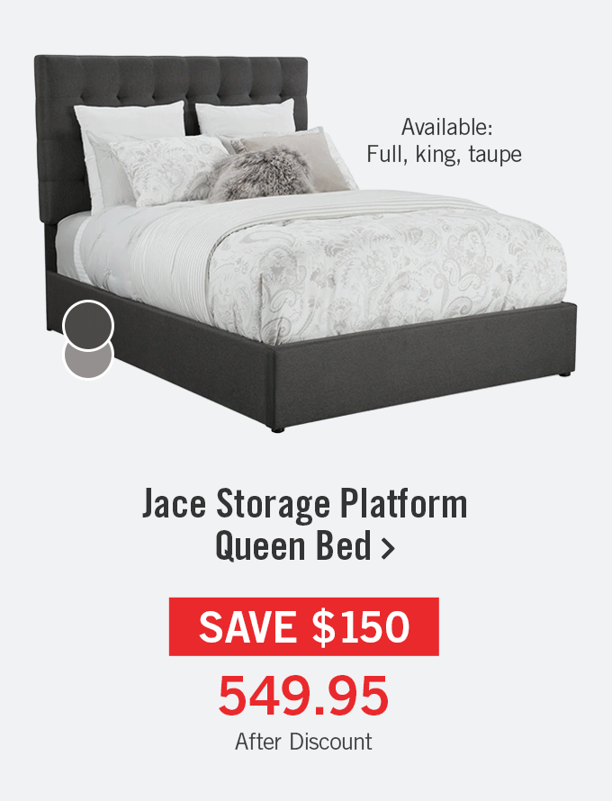 Jace Storage Platform Queen Bed - Grey