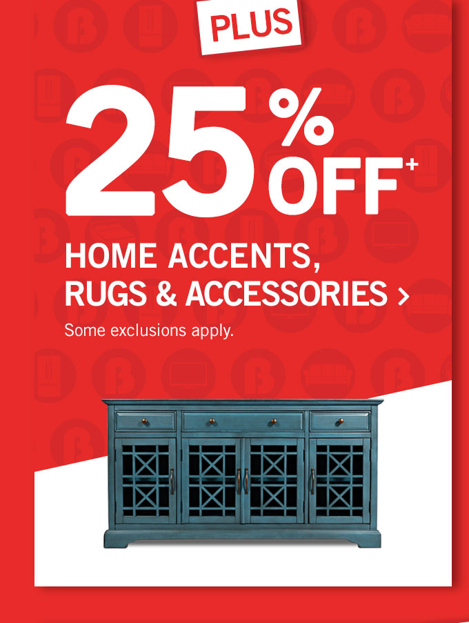25% off home accents, rug and accessories