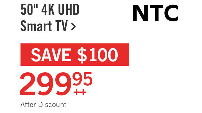 50" 4K UHD Smart TV.