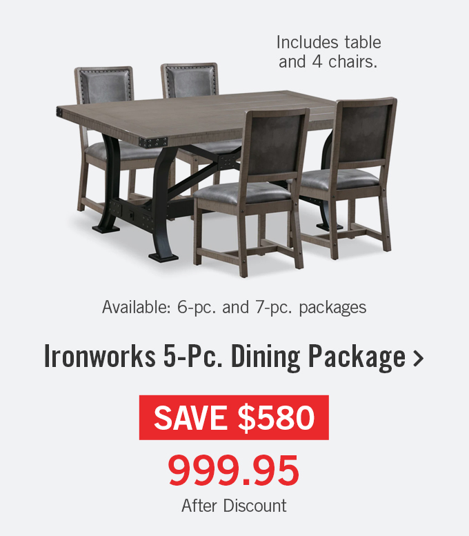 Ironworks 5 piece dining package.