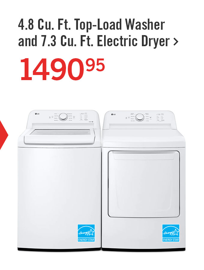 LG 4.8 Cu. Ft. Top-Load Washer with 4-Way Agitator and 7.3 Cu. Ft. Electric Dryer