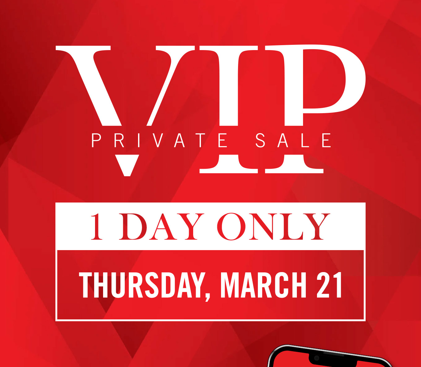 VIP Sale, 1-day only.