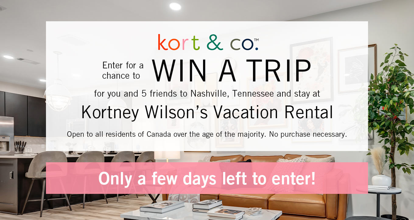 Win a trip and stay at Kortney Wilson's vacation rental!