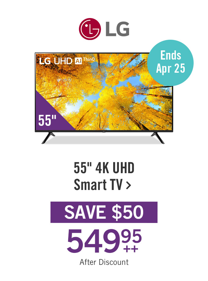LG 55 inch 4K UHD Smart TV.