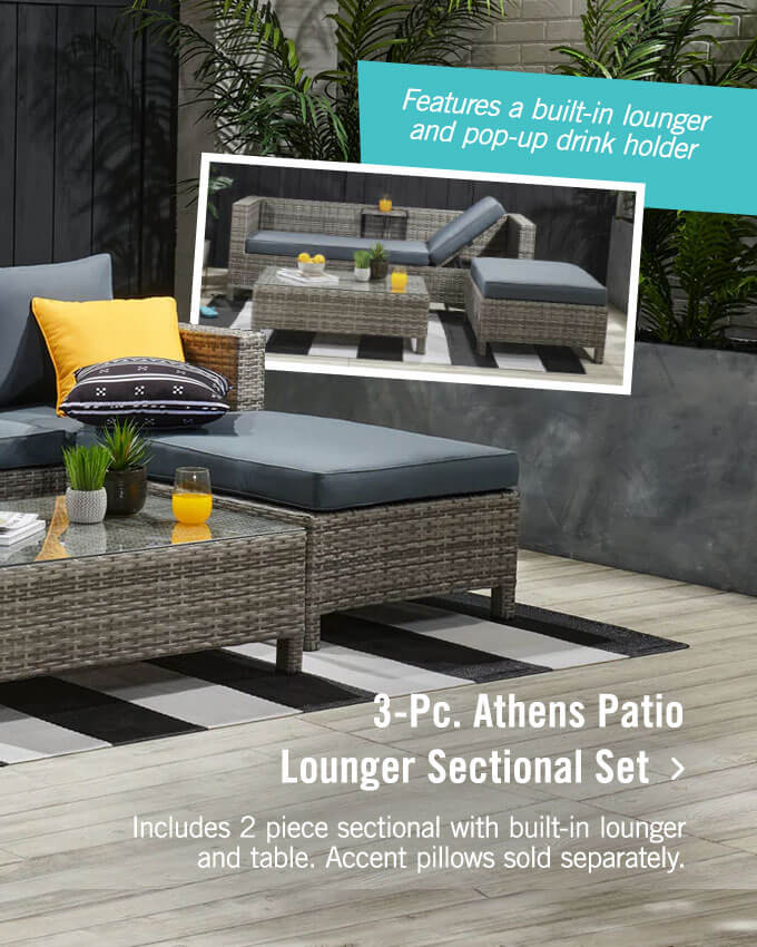 3-Pc. Athens Patio Lounger Sectional Set.