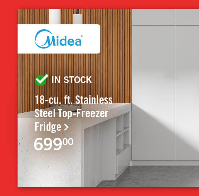 18-cu. ft. Stainless Steel Top-Freezer Fridge.