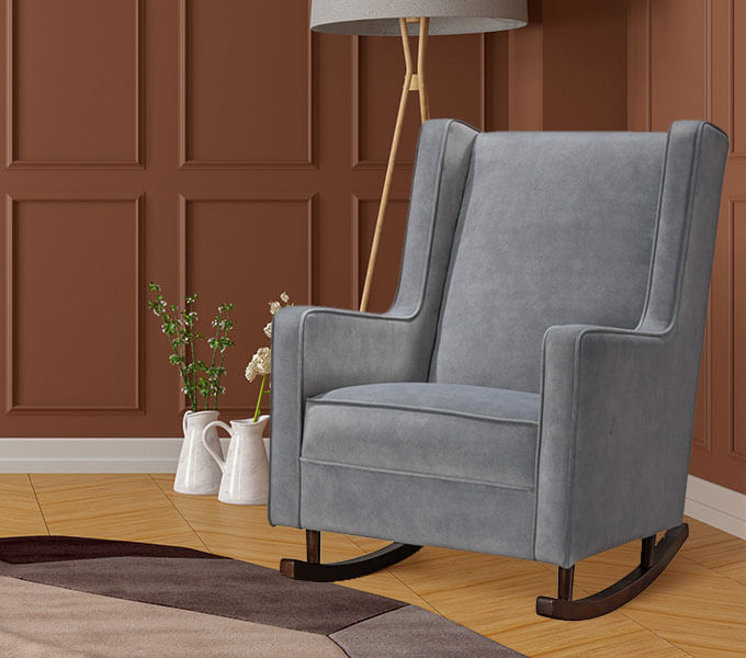 Sherri Rocking Chair with Wooden Sleigh Feet.