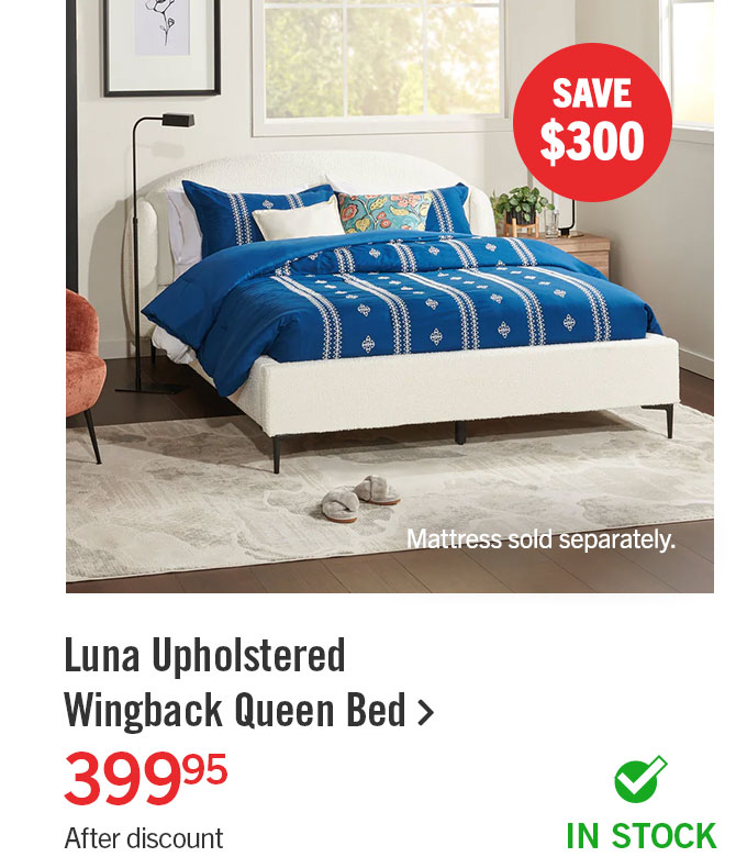 Luna Upholstered Wingback Bed.