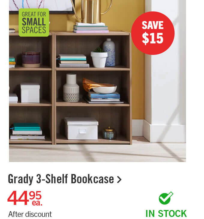 Grady 3-Shelf Bookcase.