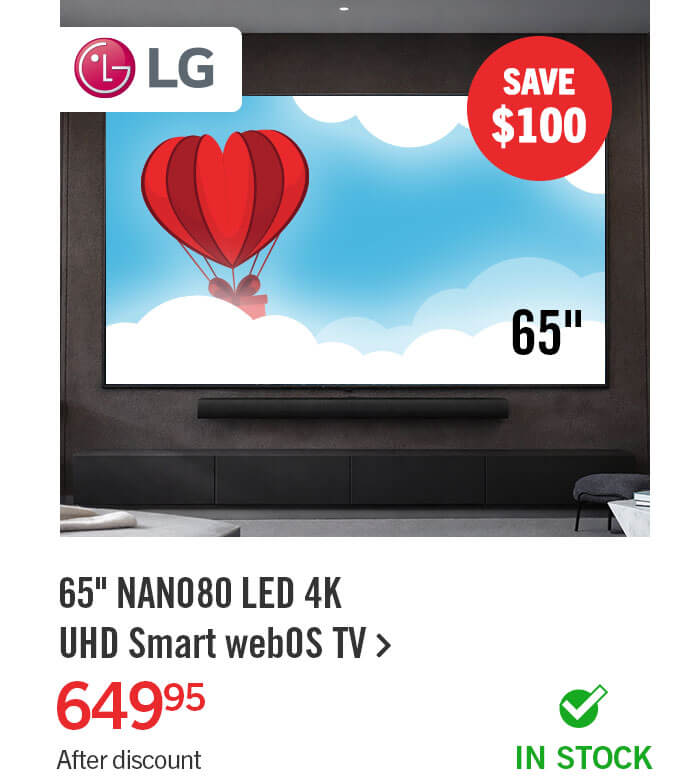 65" LED 4K UHD Smart webOS TV.