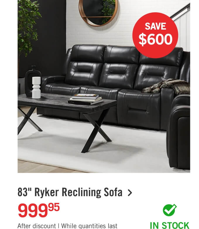 83" Ryker Reclining Sofa.