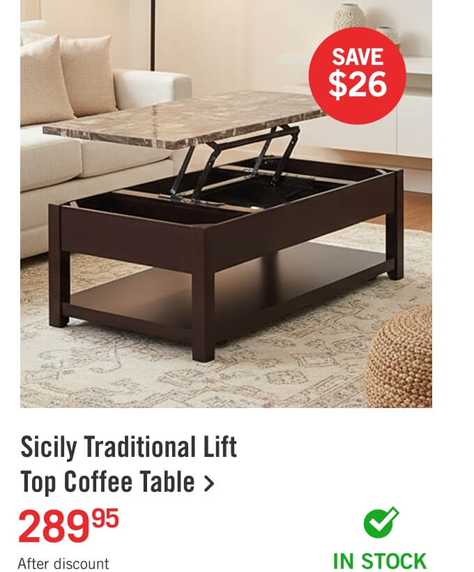 Sicily Traditional Lift Top Coffee Table.
