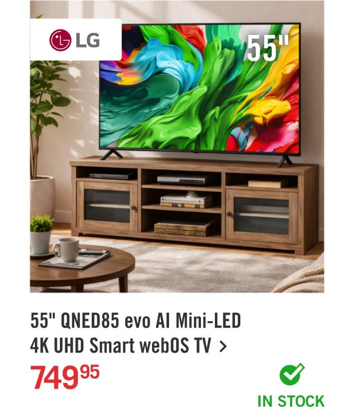 55" QNED85 evo AI Mini-LED 4K UHD Smart webOS TV.