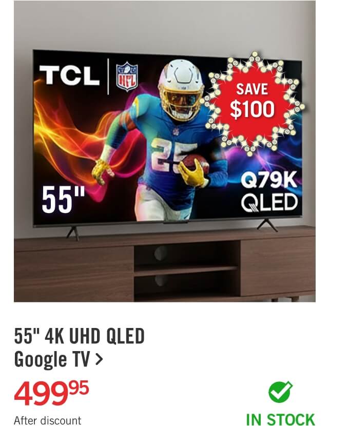 55" 4K UHD QLED Google TV.