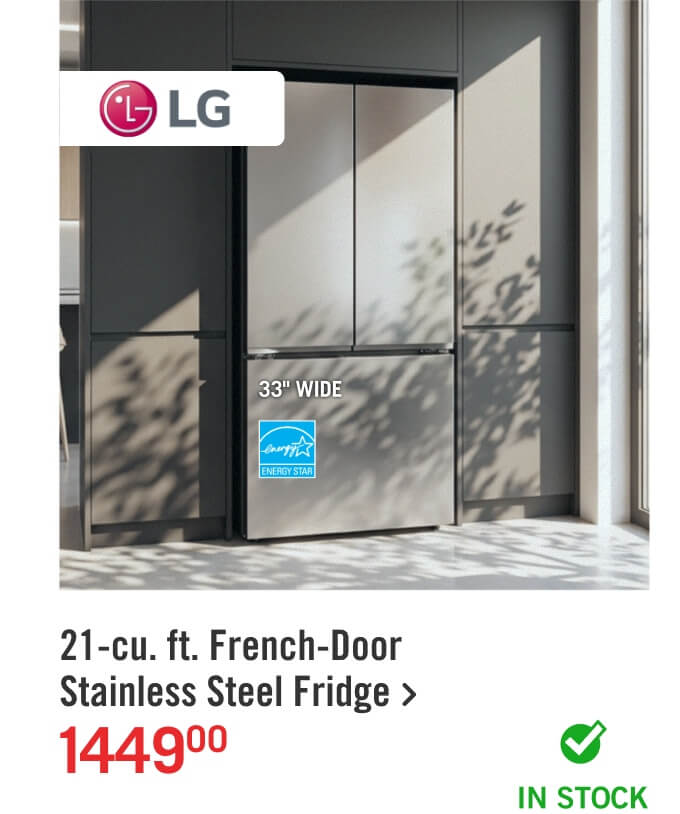 21-cu. ft. French-Door Stainless Steel Fridge.