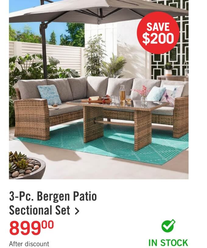 3-Pc. Bergen Patio Sectional Set.
