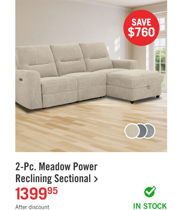 2-Pc. Meadow Power Reclining Sectional.