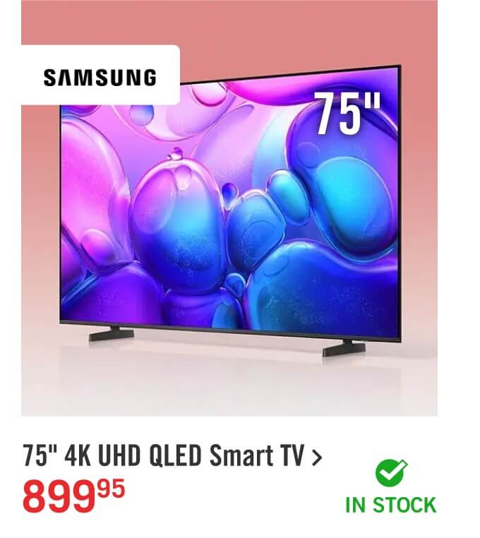 75" 4K UHD QLED Smart TV.