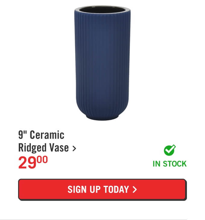 Navy 9" Ceramic Ridged Vase.