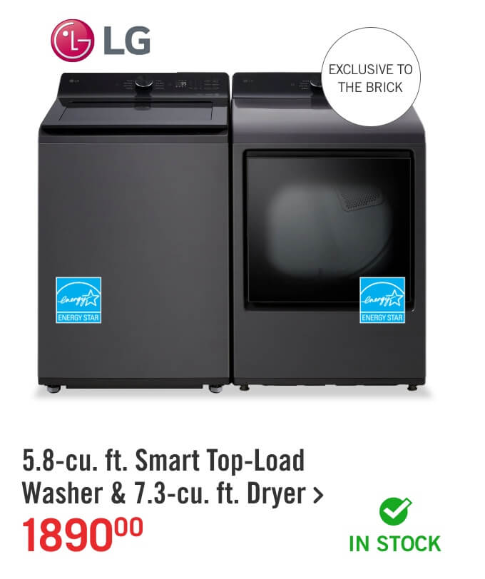5.8-cu. ft. Smart Top-Load Washer & 7.3-cu. ft. Dryer.