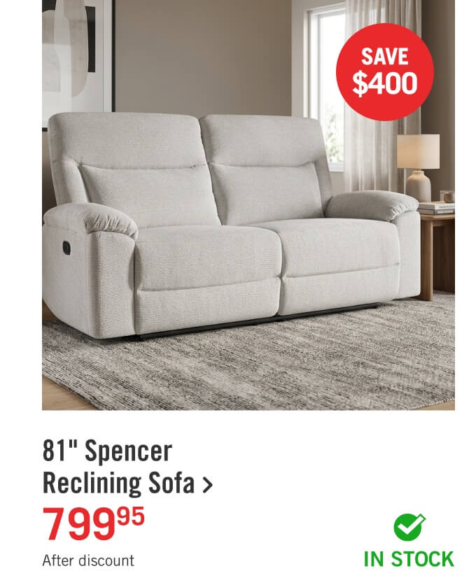 81" Spencer Reclining Sofa.