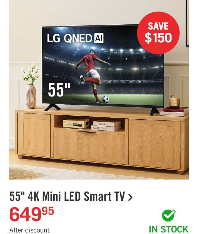 55" 4K Mini LED Smart TV.