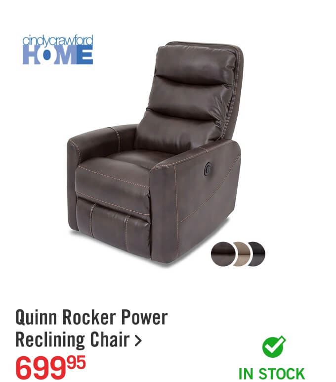 Quinn 31" Leather-Look Fabric Swivel Rocker Power Reclining Chair.