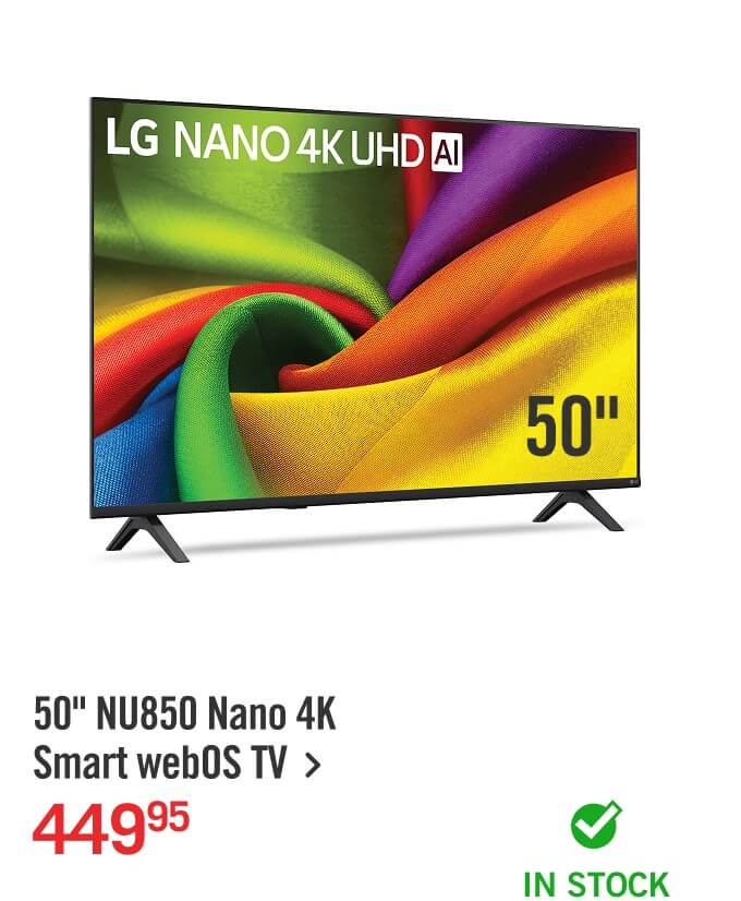 50" NU850 Nano 4K Smart webOS TV.