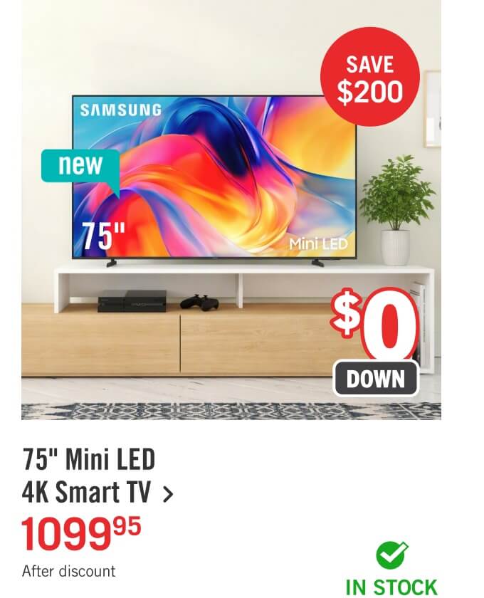 75" Mini LED 4K Smart TV.