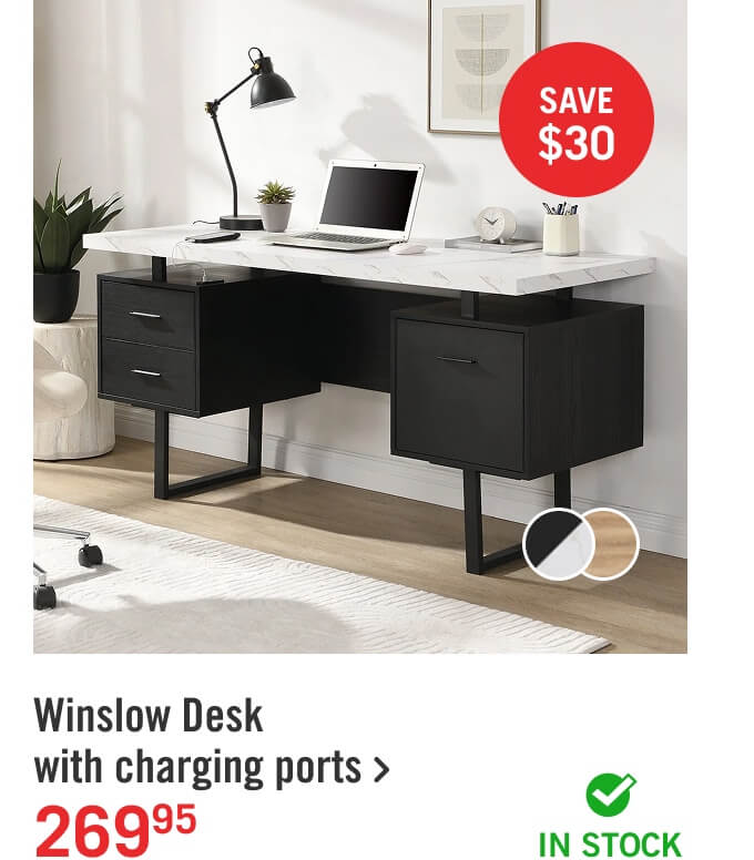 Winslow 60" Desk with 3-Drawers.