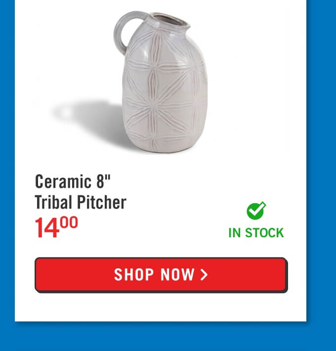 Ceramic 8" Tribal Pitcher.