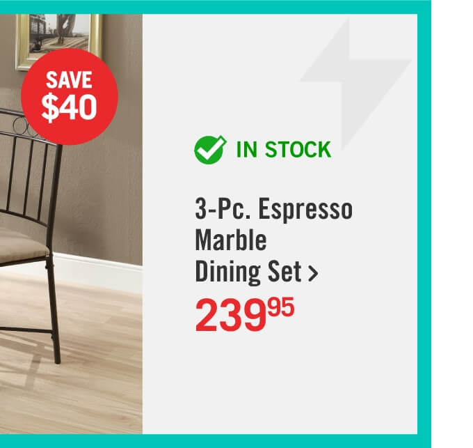 3-Pc. Espresso Marble Dining Set.