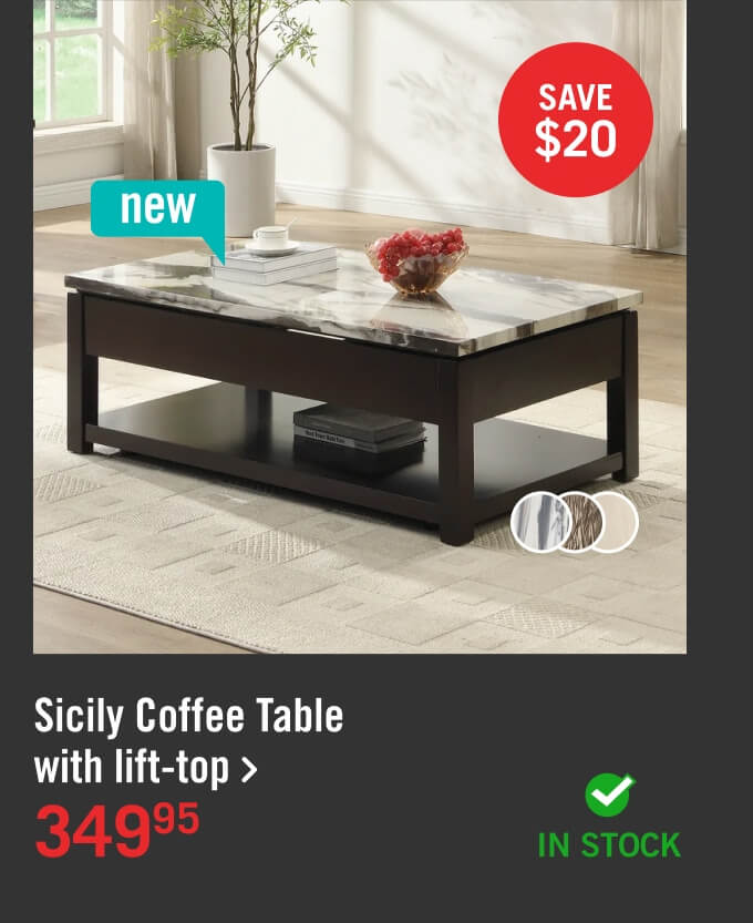 Sicily Coffee Table with lift-top.